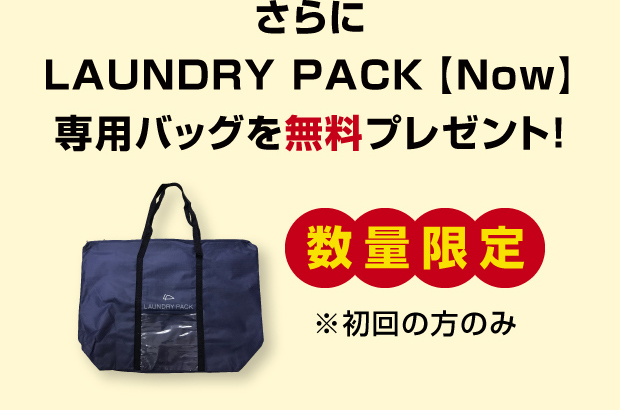 しかも送料無料さらにLAUNDRY PACK 【Now】専用バッグを無料プレゼント! 数量限定 ※初回の方のみ